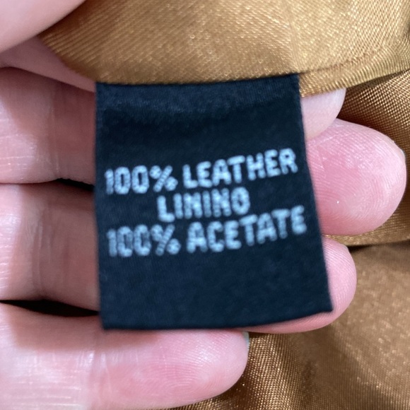 Linda Allard Ellen Tracy cognac brown lamb leather pencil skirt w patch pockets - Picture 8 of 13